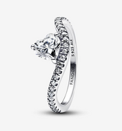 PANDORA Wavy Pave Heart Ring - Silver