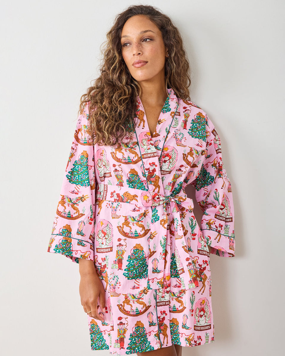 Printfresh Cowboy Holiday Pink Boots Getting Ready Robe – AGAPANTHUS
