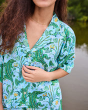 Load image into Gallery viewer, close up of neckline and button down top
