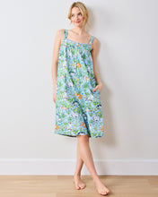 Load image into Gallery viewer, Full-length view of Printfresh Must Love Cats Back to Bed Night Gown in cornflower blue with cat print

