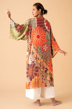 Load image into Gallery viewer, 70s Kaleidoscope Floral Kimono Gown - Sage
