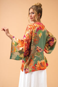 Birds and Blooms Kimono Jacket - Sage