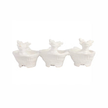 Load image into Gallery viewer, Vietri Pietra Natale Figural Deer Three-Part Server viewed from the side showing the deer heads
