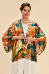 Painted Palms Kimono Jacket Tangerine