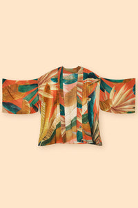 Painted Palms Kimono Jacket Tangerine