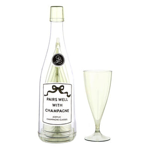 Acrylic Champagne Bottle Set - 5 Stackable Glasses - Pairs Well Champagne