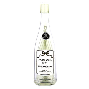 Acrylic Champagne Bottle Set - 5 Stackable Glasses - Pairs Well Champagne