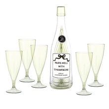 Load image into Gallery viewer, Acrylic Champagne Bottle Set - 5 Stackable Glasses - Pairs Well Champagne
