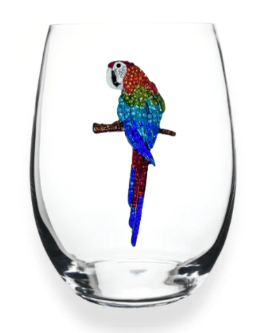Parrot Jeweled Stemless Glass