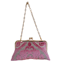 Load image into Gallery viewer, Petal Pink Chenille Mosaic Trixie Bag w/ Pink Equestrian Scarf
