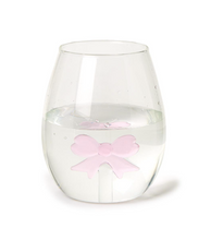 Load image into Gallery viewer, Pink Bow Stemless Wine Glass
