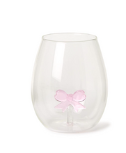 Load image into Gallery viewer, Pink Bow Stemless Wine Glass
