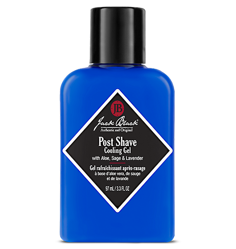 black and blue bottle of Jack Black Post Shave Cooling Gel 