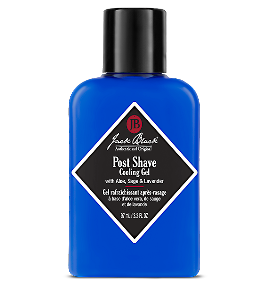 black and blue bottle of Jack Black Post Shave Cooling Gel 