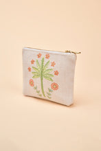 Load image into Gallery viewer, Jute Mini Zip Pouch - Paradise Palms Natural

