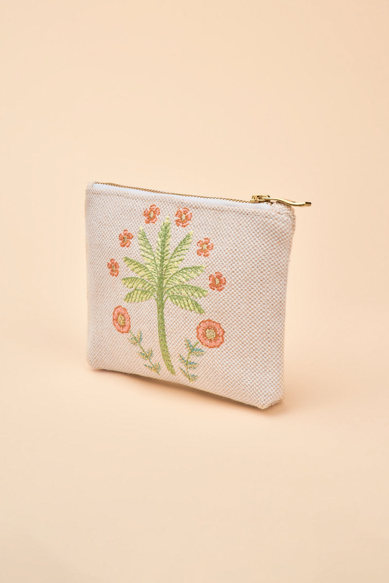 Jute Mini Zip Pouch - Paradise Palms Natural