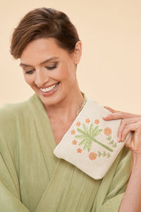 Jute Mini Zip Pouch - Paradise Palms Natural