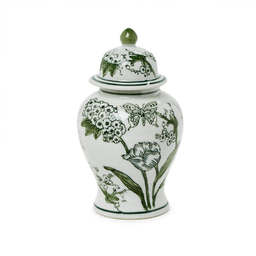 Green and white ginger jar