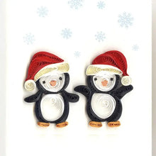 Load image into Gallery viewer, Quilled Christmas Penguins Gift Enclosure Mini Card
