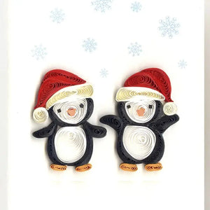 Quilled Christmas Penguins Gift Enclosure Mini Card