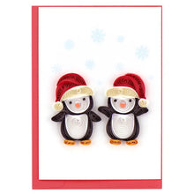 Load image into Gallery viewer, Quilled Christmas Penguins Gift Enclosure Mini Card
