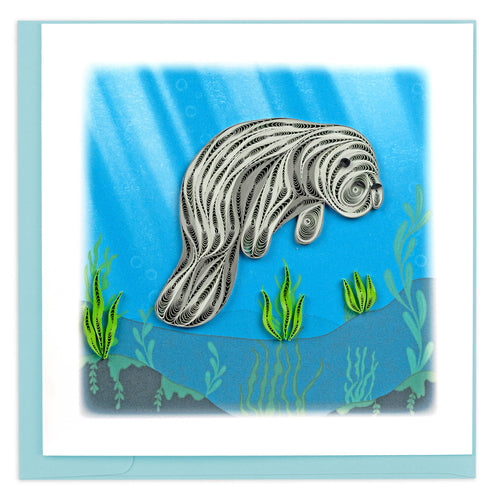 card with quilled manatee underwater