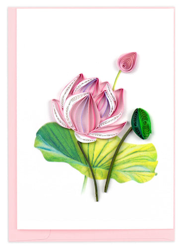 Quilled Pink Lotus Gift Enclosure Mini Card