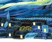 Load image into Gallery viewer, close up of blue black and green quilled paper
