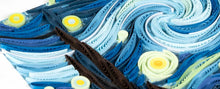 Load image into Gallery viewer, close up of blue black and yellow quilled paper
