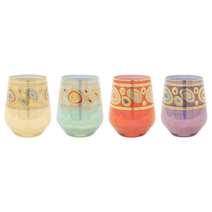 Vietri Regalia Stemless Wine Glasses - Assorted - Set of 4