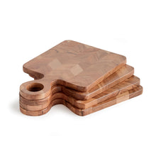 Load image into Gallery viewer, four small wood cutting board with wood handles
