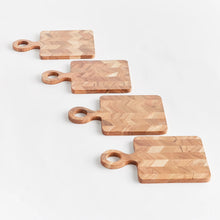 Load image into Gallery viewer, four small wood cutting board with wood handles
