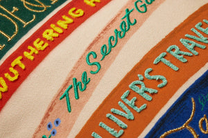 Rifle Paper Book Club Embroidered Lumbar Pillow