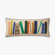 Rifle Paper Book Club Embroidered Lumbar Pillow