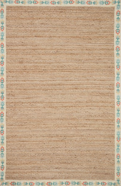 Rifle Paper Costa Mughal Rose Natural/Cream Jute Rug 2'-3