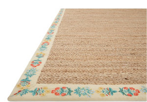 Rifle Paper Costa Mughal Rose Natural/Cream Jute Rug 2'-3" x 3'-9"