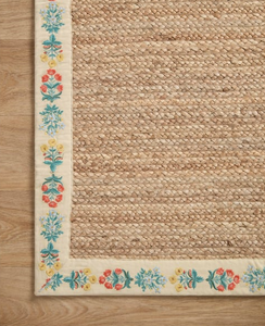 Rifle Paper Costa Mughal Rose Natural/Cream Jute Rug 2'-3" x 3'-9"