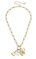 Rosalind Equestrian Charm Necklace in Shiny Gold