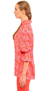 Gretchen Scott Designs Ruffleneck Tunic - Circle of Love - Pink/Red