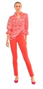 Gretchen Scott Designs Ruffleneck Tunic - Circle of Love - Pink/Red