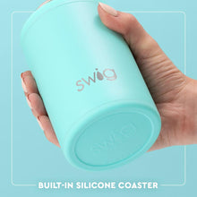 Load image into Gallery viewer, Swig Can + Bottle Cooler with information text Built in silicone coaster
