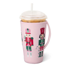 Load image into Gallery viewer, Swig Sugar Plum Soldiers Nutcracker Iced Cup Coolie - Large showing handle  
