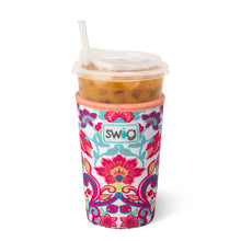 Load image into Gallery viewer, Swig Flourish Iced Cup Coolie - Medium with cup of ice coffee
