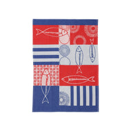 Vietri Strofinaccio Blue, White, and Red Fish Dish Towels