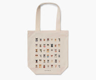 Rifle Paper Cool Cats Canvas Tote Bag - tan tote with many images of cats in sunglasses 