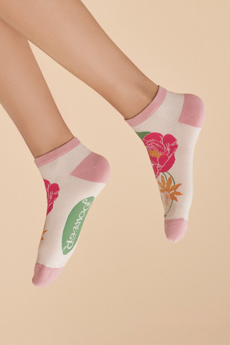 Tropical Flora Trainer Socks - Coconut