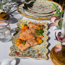 Load image into Gallery viewer, Juliska Sofia 16" Rectangular Platter - Multi with food on a table

