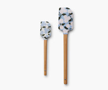 Load image into Gallery viewer, Rifle Paper Hydrangea Spatula Set two spatulas with blue and white hydrangea prints
