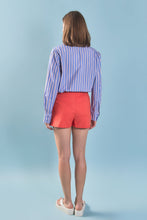 Load image into Gallery viewer, woman in Blue &amp; Orange Stripe Cotton Shirt back view
