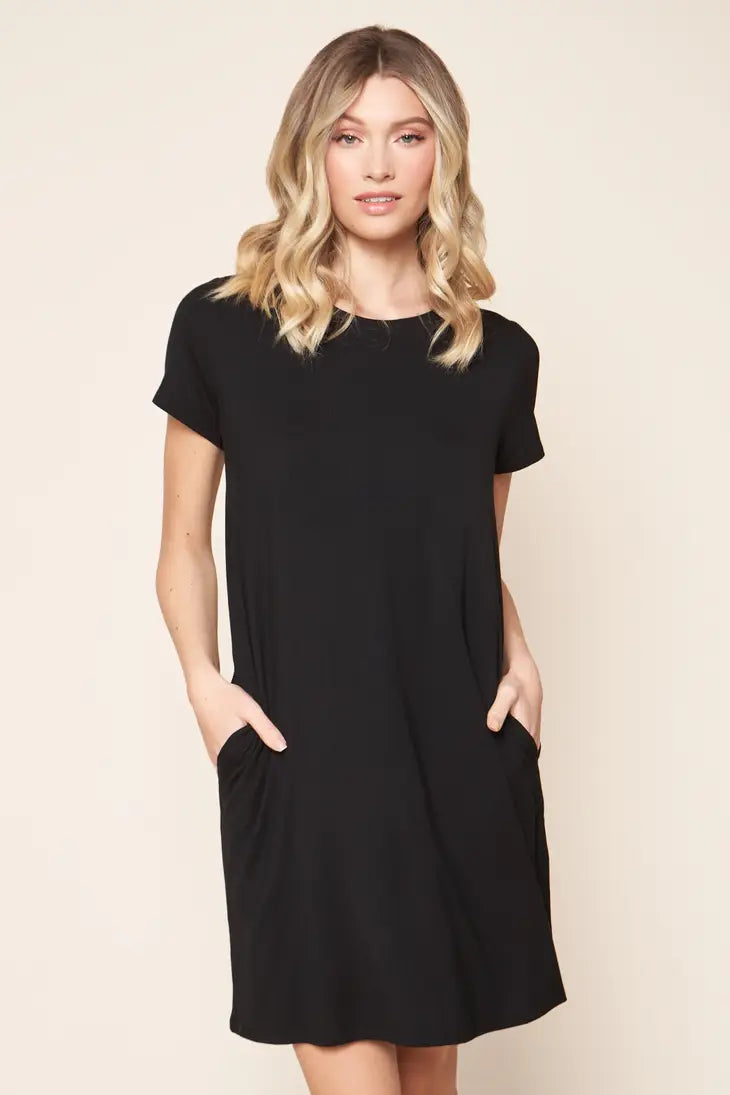 Weekender T-Shirt Mini Knit Dress - Black